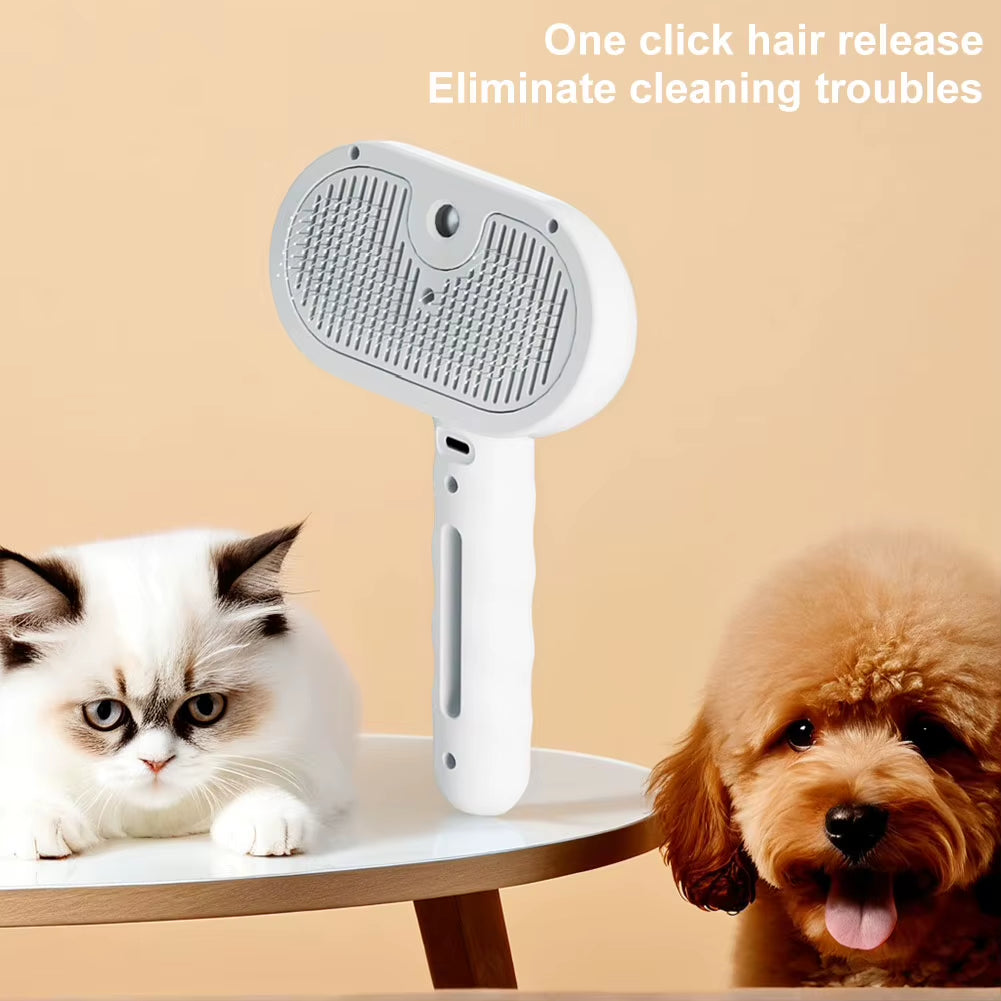 3 in 1 Cat Steam Brush with Release Button Cat Grooming Brush Rechargeable Cat Hair Brush Pet Brush for Cats Dogs Small Animals