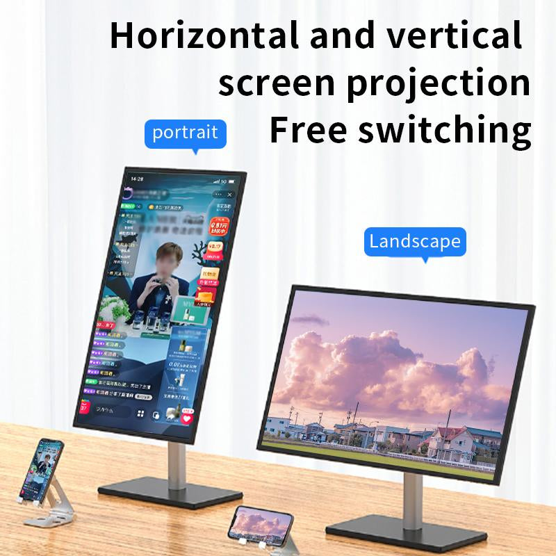 ZIHNIC Wireless Screen Projector HD TV Monitor Portable Mobile Phone Connection TV Monitor HD Wireless 5G 4K Horizontal and Vertical Screen Connector